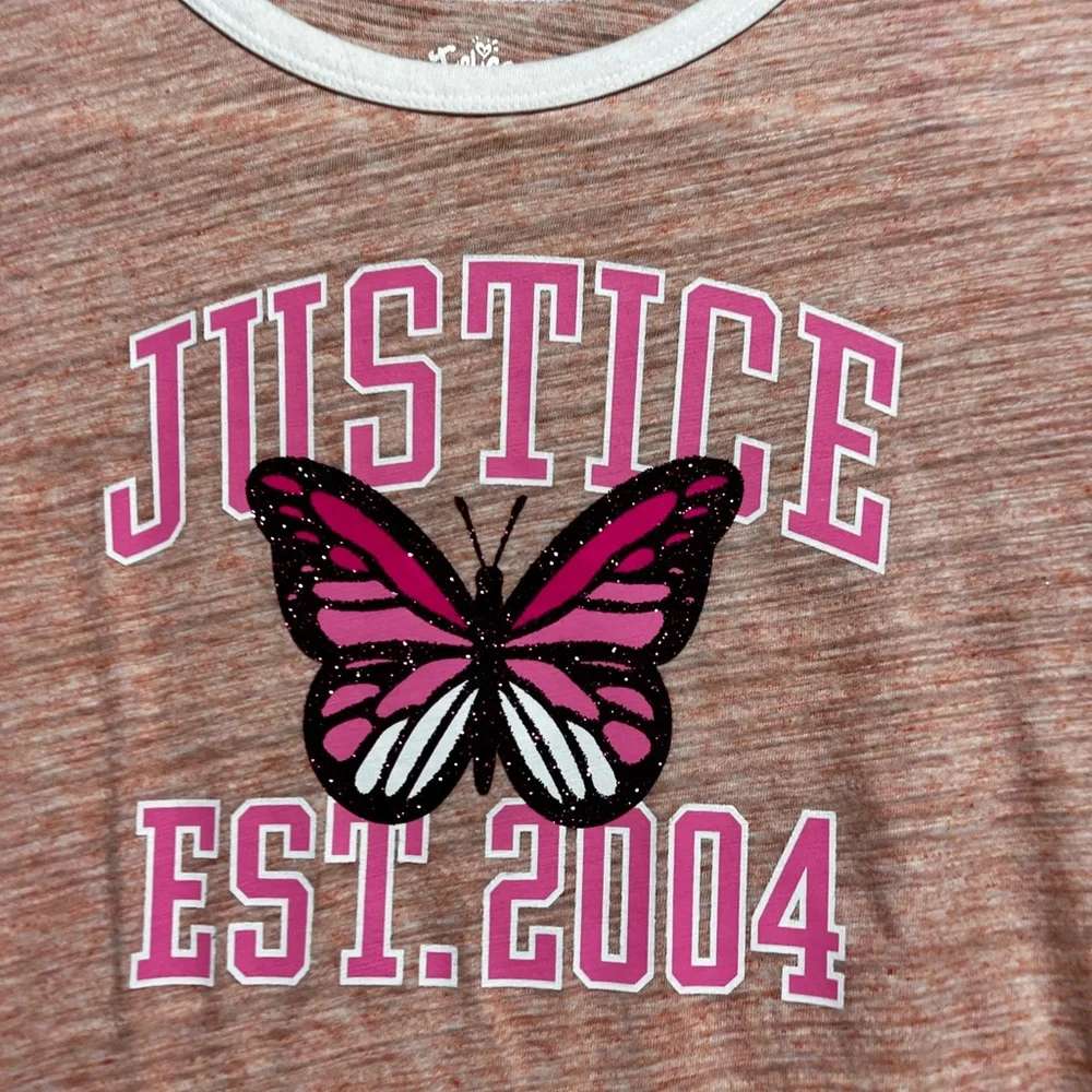Justice Girls Orange Short Sleeve Tee Shirt Top Size Small 7/8